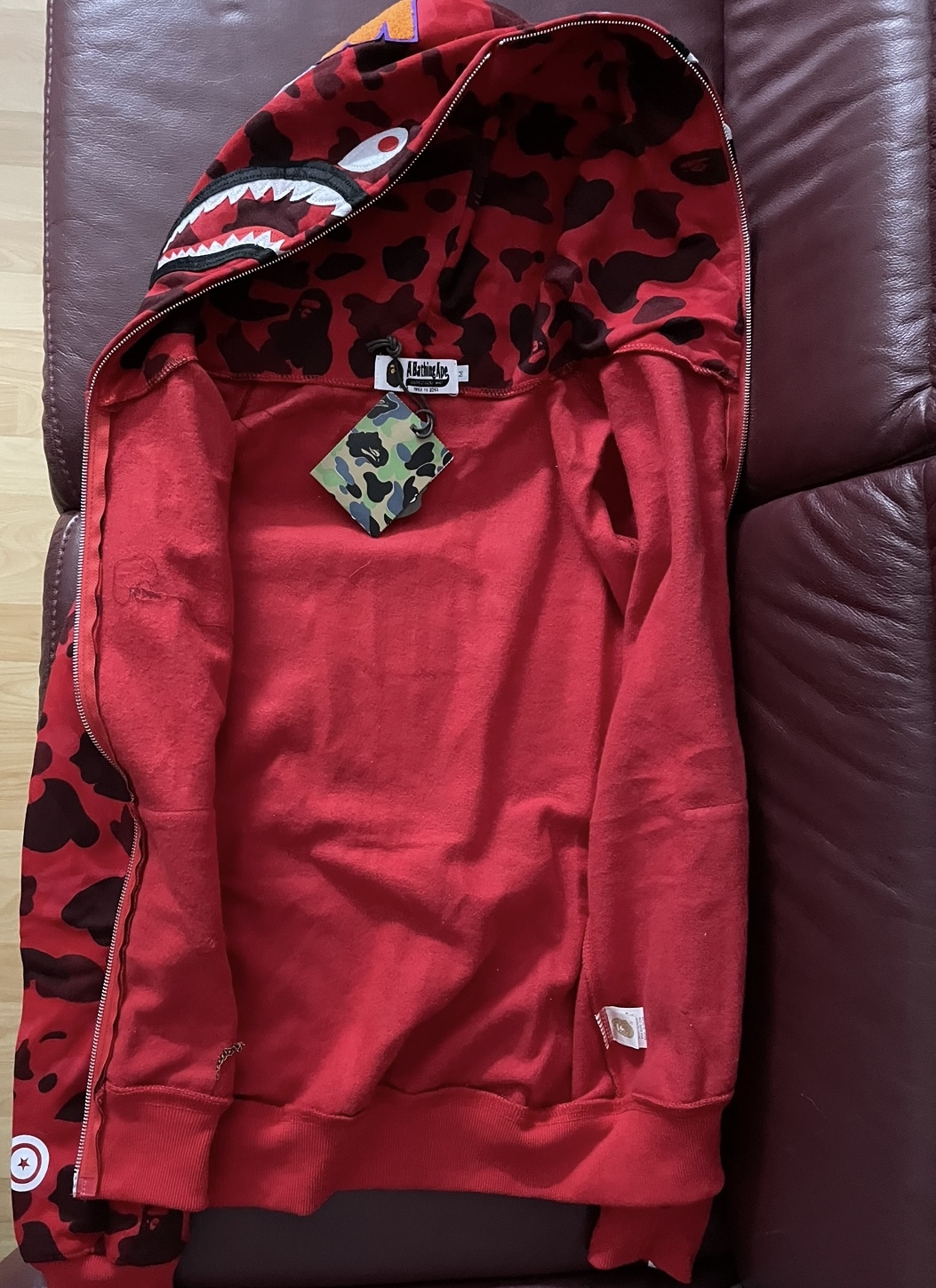 BAPE Color Camo Shark Zip Hoodie Red 4580793322511 - Pk Stockx