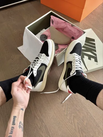 PK God Batch Air Jordan 1 Retro Low OG SP Travis Scott Olive (W) DZ4137-106 review G*** 00