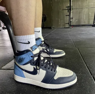 PK God Batch Air Jordan 1 Retro High Obsidian UNC 555088-140 review G*** 01
