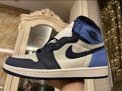 PK God Batch Air Jordan 1 Retro High Obsidian UNC 555088-140 review L*** 01
