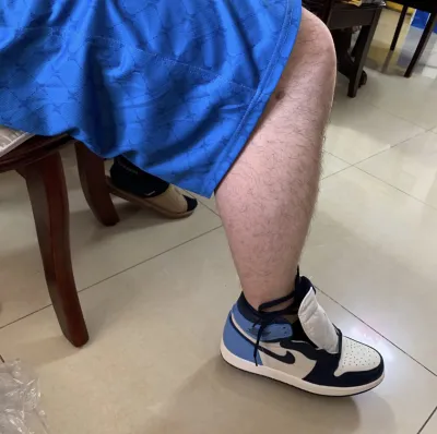 PK God Batch Air Jordan 1 Retro High Obsidian UNC 555088-140 review P*** 03