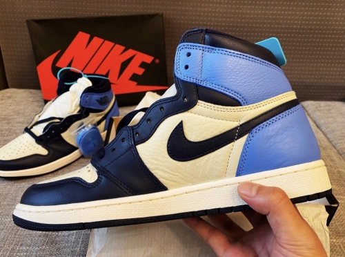 PK God Batch Air Jordan 1 Retro High Obsidian UNC 555088-140 review 