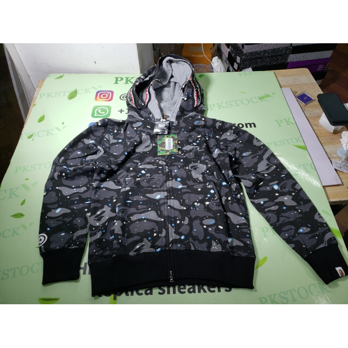 BAPE Space Camo Shark WGM Full-Zip Hoodie Black  review R*** 01