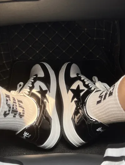 A Bathing Ape Bape Sta Low Black White 1G70-109-0001 review N***