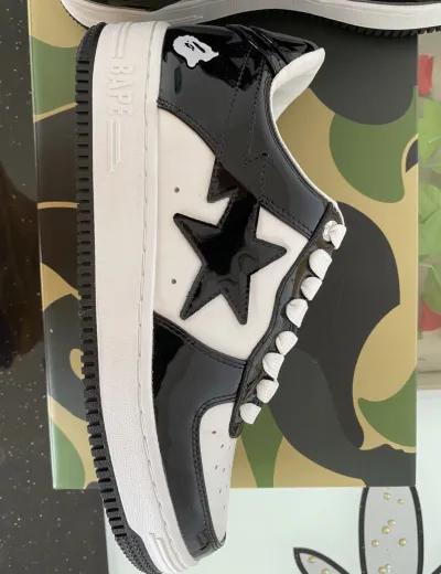 A Bathing Ape Bape Sta Low Black White 1G70-109-0001 review U***