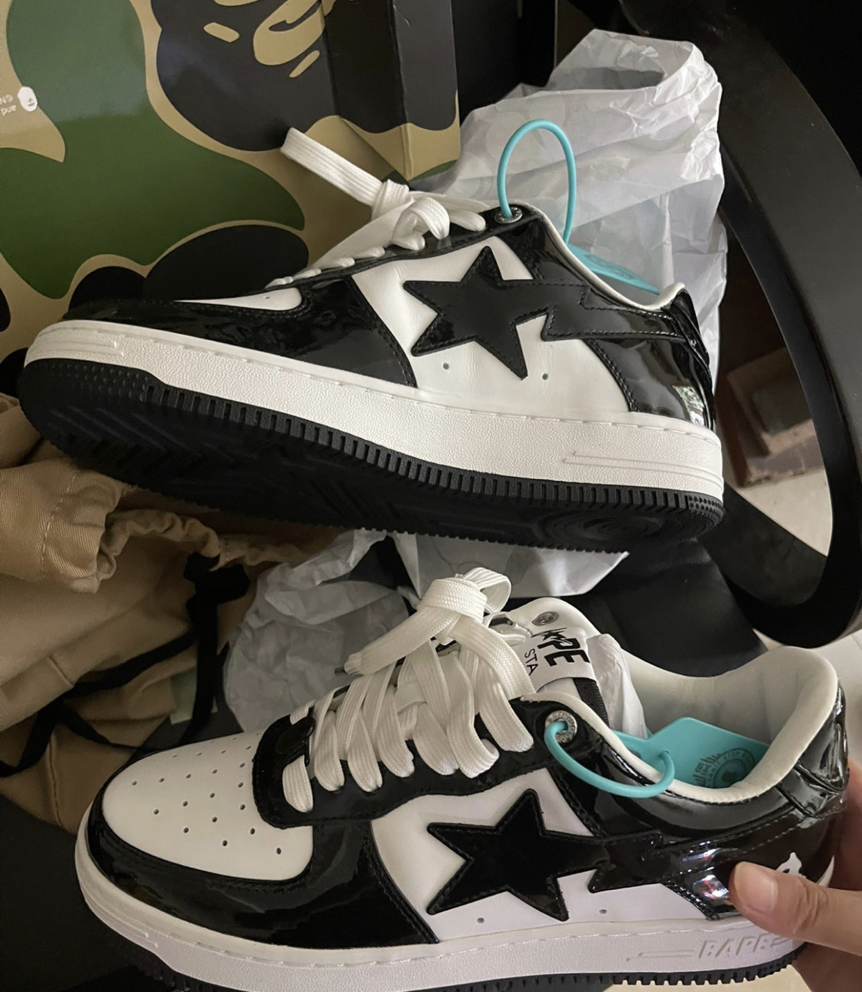 A Bathing Ape Bape Sta Low Black White 1G70-109-0001 review U****