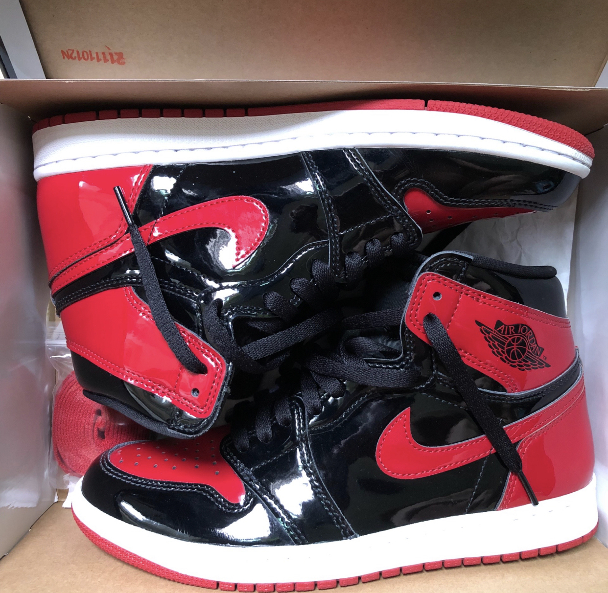 PK God Batch Air Jordan 1 High OG Bred Patent 555088-063 review G*** 00