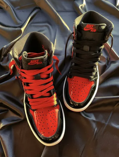 PK God Batch Air Jordan 1 High OG Bred Patent 555088-063 review T*** 01