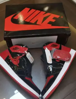 PK God Batch Air Jordan 1 High OG Bred Patent 555088-063 review F***