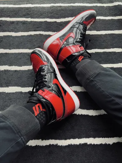 PK God Batch Air Jordan 1 High OG Bred Patent 555088-063 review V*** 03