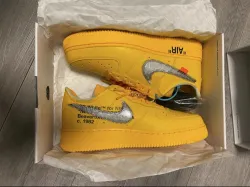 PK God Batch Nike Air Force 1 Low OFF-WHITE University Gold Metallic Silver DD1876-700 review T*** 01