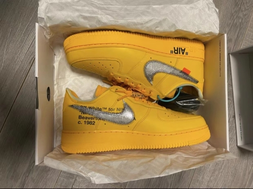PK God Batch Nike Air Force 1 Low OFF-WHITE University Gold Metallic Silver DD1876-700 review 