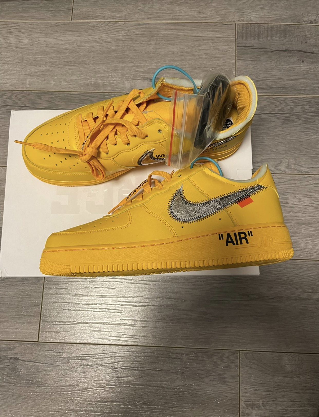 PK God Batch Nike Air Force 1 Low OFF-WHITE University Gold Metallic Silver DD1876-700 review T*** 03