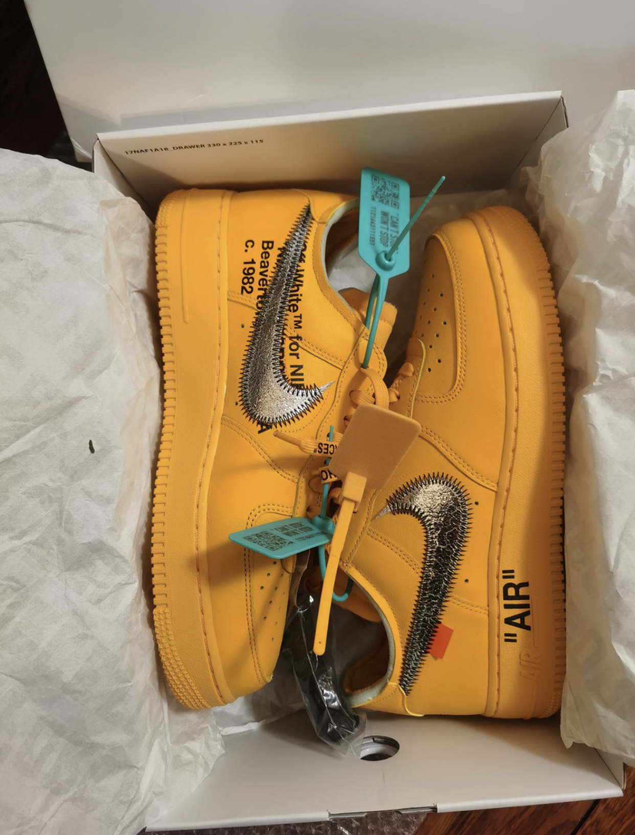 PK God Batch Nike Air Force 1 Low OFF-WHITE University Gold Metallic Silver DD1876-700 review C*** 00