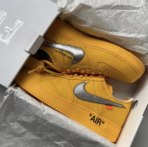 PK God Batch Nike Air Force 1 Low OFF-WHITE University Gold Metallic Silver DD1876-700 review 