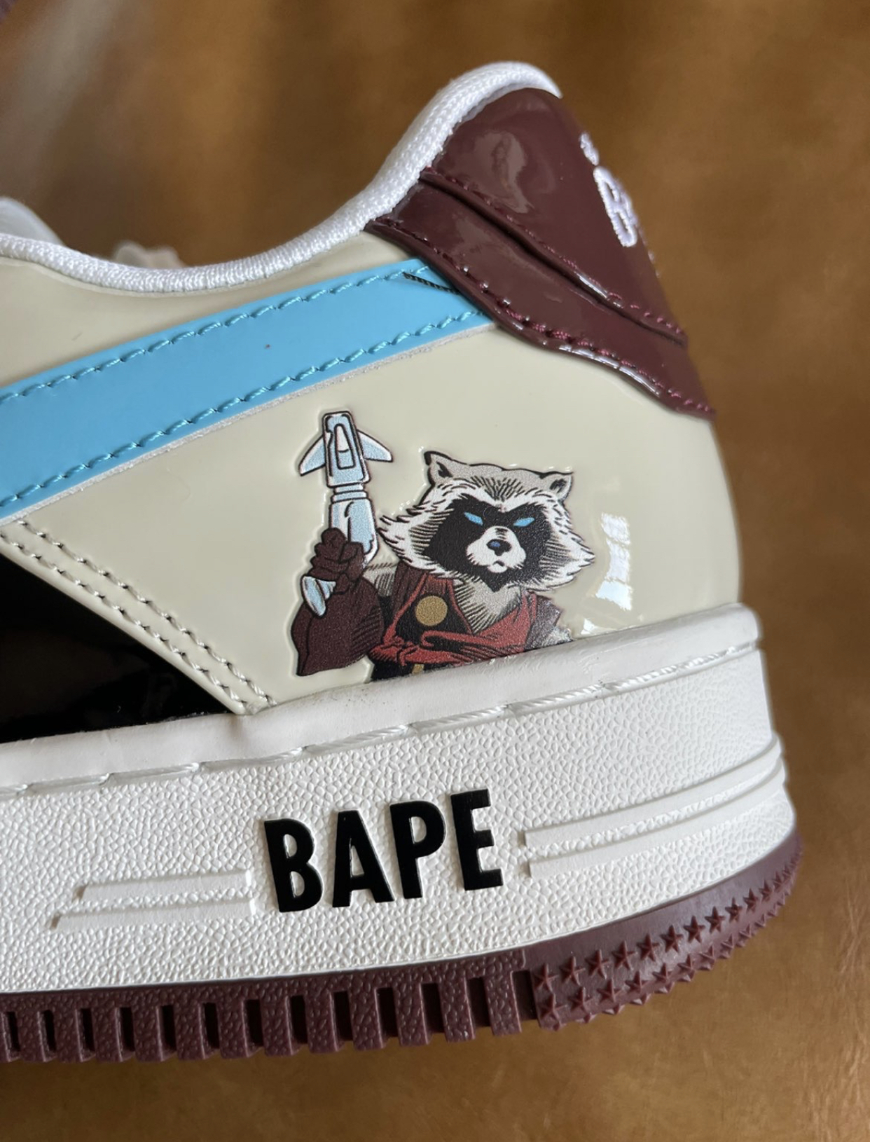 PK God Batch A Bathing Ape Sta X Marvel CREAM/BLACK/BLUE Fashion Skate Shoes 1I73-191-906 review B*** 02