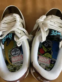 PK God Batch A Bathing Ape Sta X Marvel CREAM/BLACK/BLUE Fashion Skate Shoes 1I73-191-906 review 4