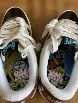 PK God Batch A Bathing Ape Sta X Marvel CREAM/BLACK/BLUE Fashion Skate Shoes 1I73-191-906 review B*** 05