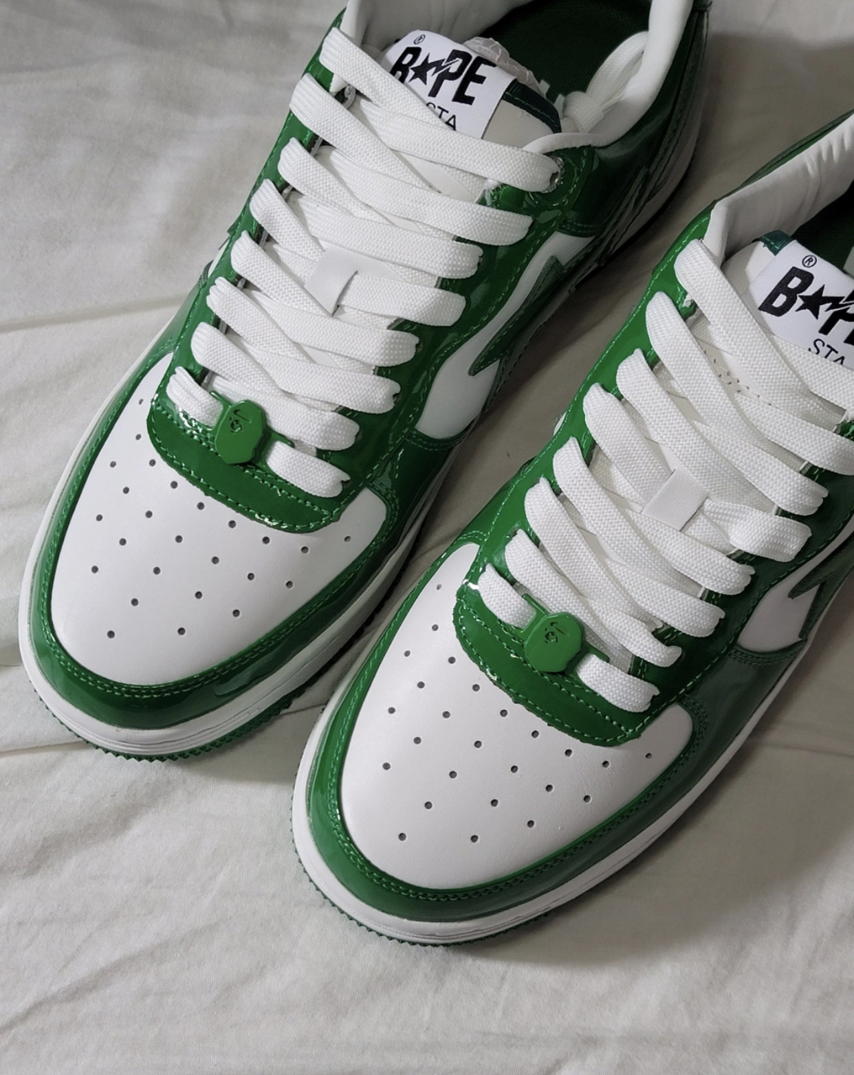 A Bathing Ape Bape Sta Low White Green 1H70-191-001 review N*** 01