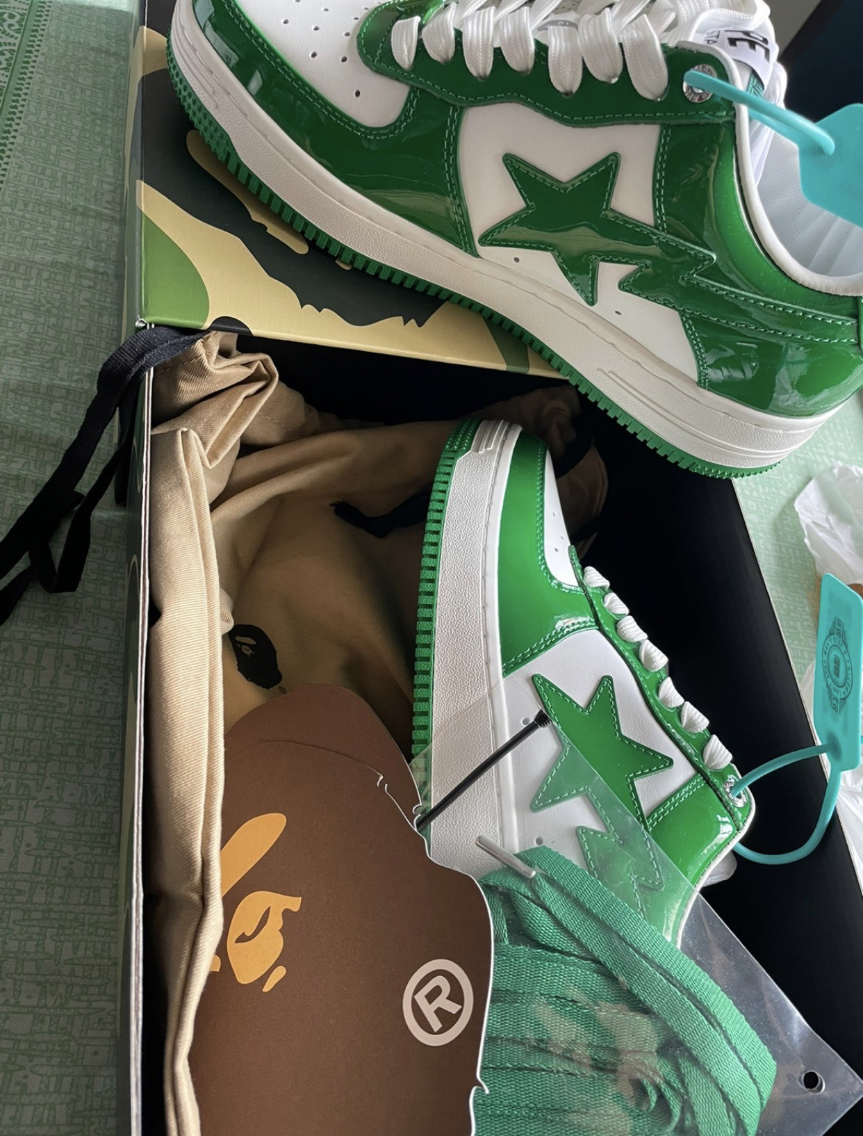 A Bathing Ape Bape Sta Low White Green 1H70-191-001 review E***