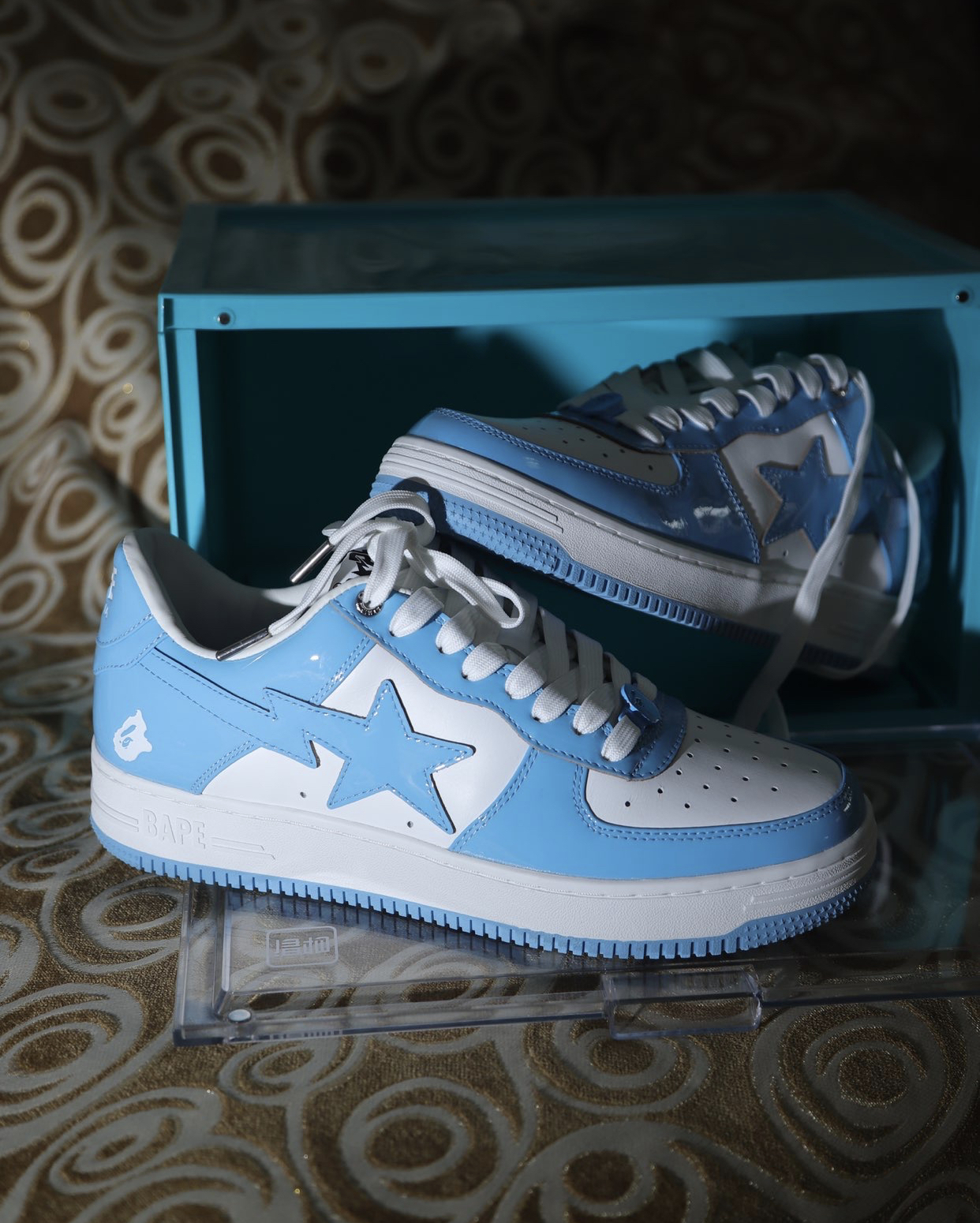 A Bathing Ape Bape Sta Low White Blue 1M70-191-001 review G***