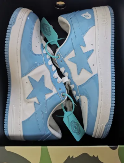 A Bathing Ape Bape Sta Low White Blue 1M70-191-001 review Y***