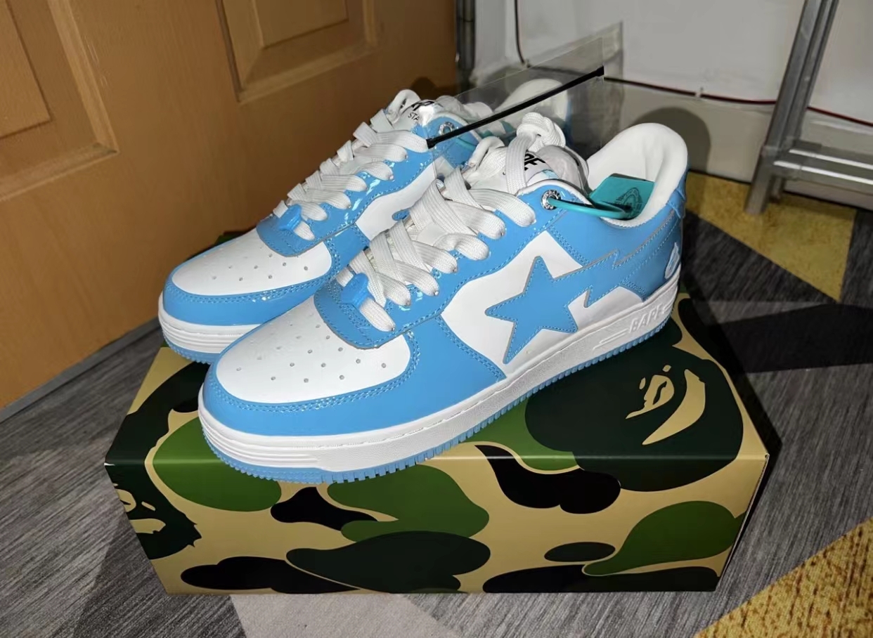 A Bathing Ape Bape Sta Low White Blue 1M70-191-001 review F***
