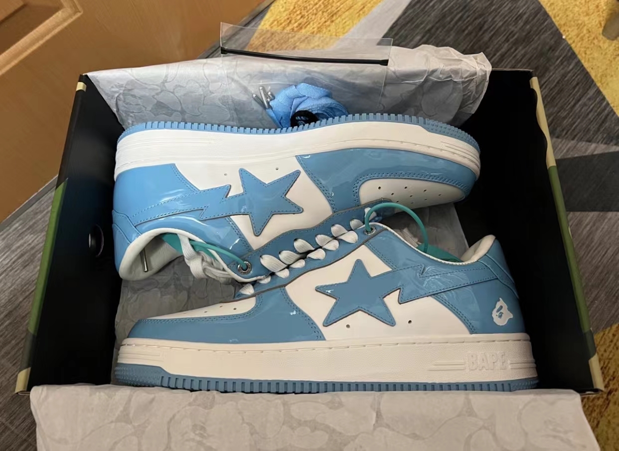 A Bathing Ape Bape Sta Low White Blue 1M70-191-001 review T***
