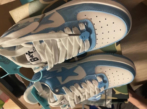 A Bathing Ape Bape Sta Low White Blue 1M70-191-001 review 