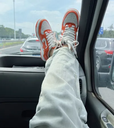 A Bathing Ape Bape Sta Low White Orange 1H70-191-001 review S***