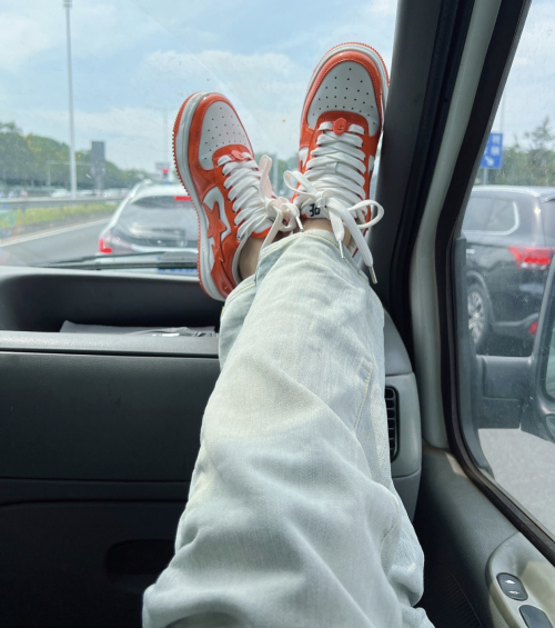 A Bathing Ape Bape Sta Low White Orange 1H70-191-001 review 