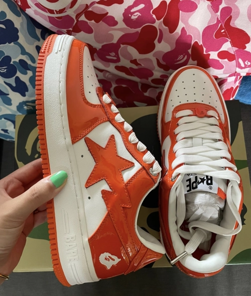 A Bathing Ape Bape Sta Low White Orange 1H70-191-001 review 