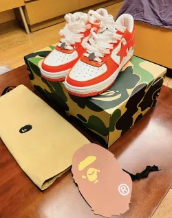 A Bathing Ape Bape Sta Low White Orange 1H70-191-001 review F*** 01