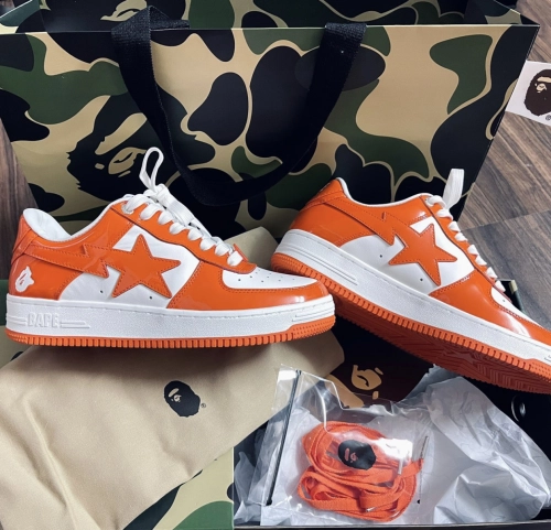A Bathing Ape Bape Sta Low White Orange 1H70-191-001 review 