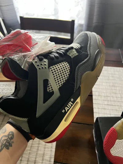 PK God Batch OFF White x Air Jordan 4 Bred CV9388-001 review Fher 03