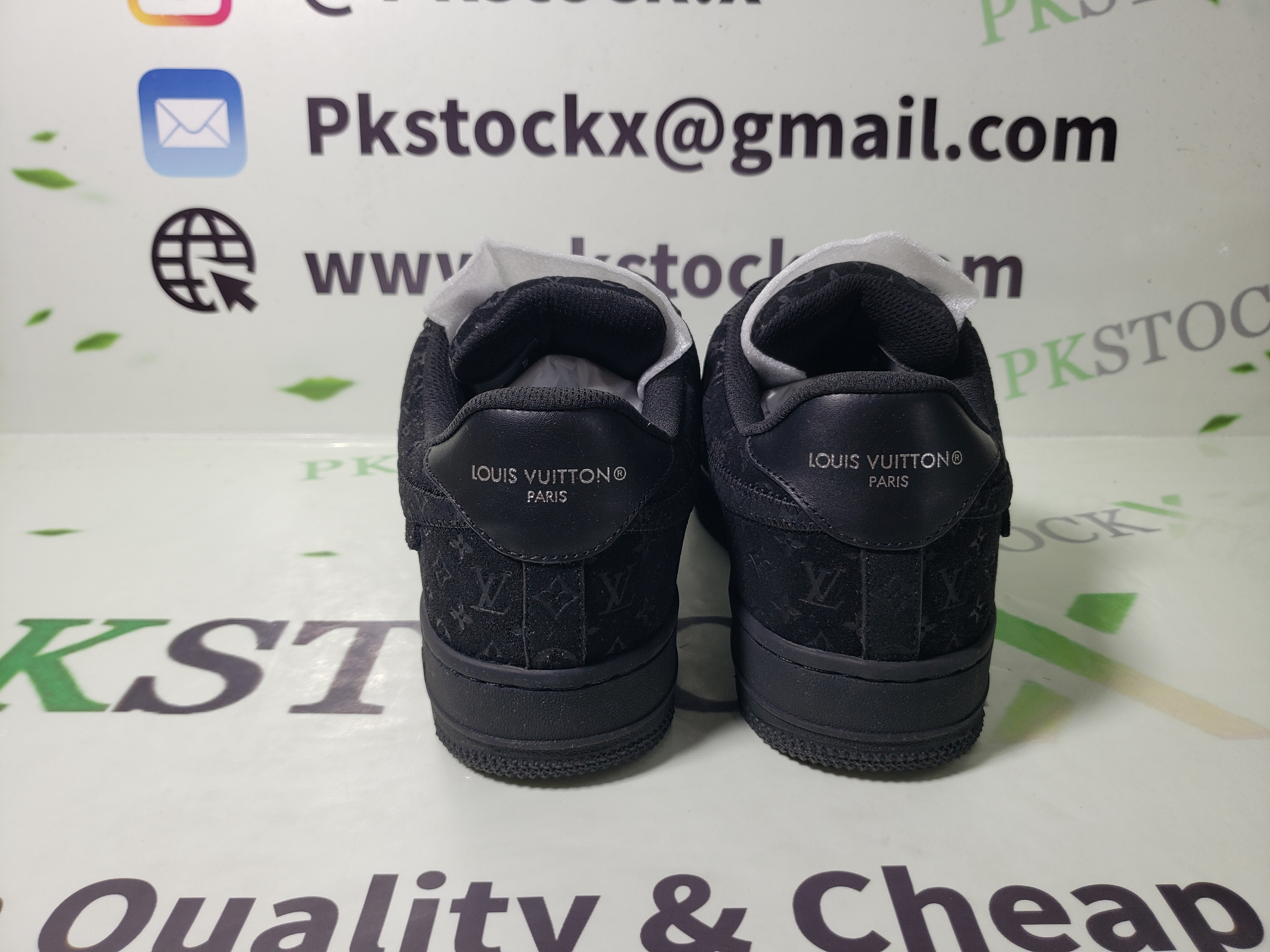 PK GOD BATCH LOUIS VUITTON x Nike Air Force 1 All Black 1A9VD7 review E*** 02