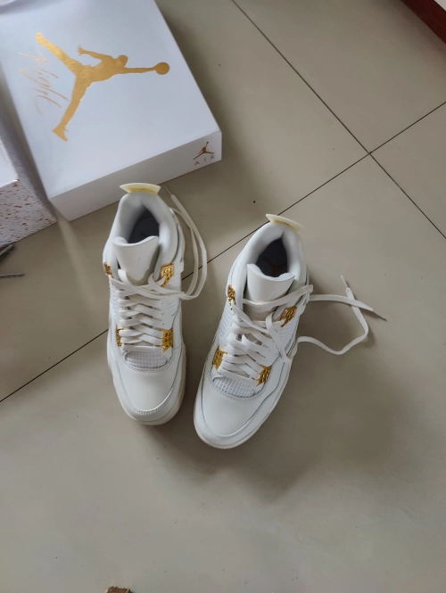 PK God Batch Air Jordan 4 Sail Metallic Gold  AQ9129-170 review 