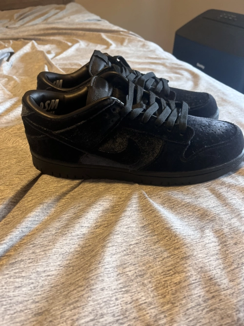PK God Batch Nike Dunk Low Dover Street Market Triple Black Velvet DH2686-002 review 