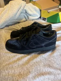 PK God Batch Nike Dunk Low Dover Street Market Triple Black Velvet DH2686-002 review 1