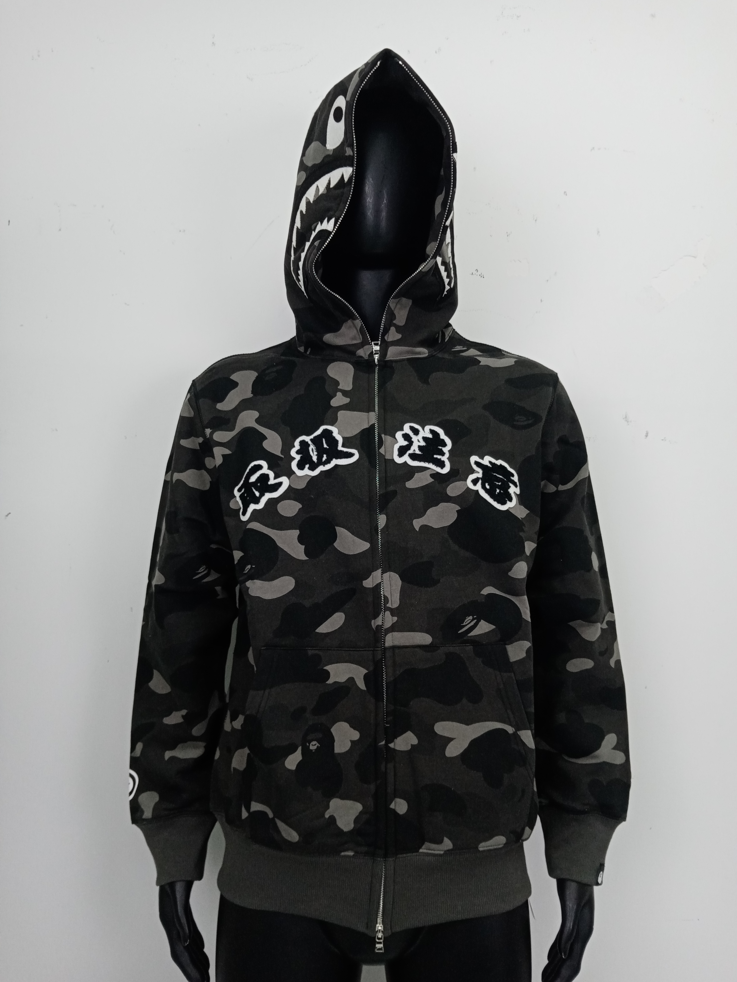 BAPE Black Eye Patch Color Camo Shark Full Zip Hoodie Black review 0