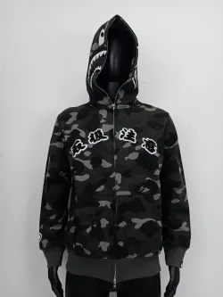 BAPE Black Eye Patch Color Camo Shark Full Zip Hoodie Black review E*** 01