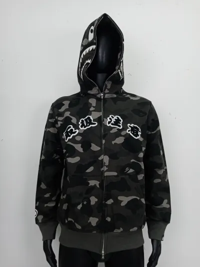 BAPE Black Eye Patch Color Camo Shark Full Zip Hoodie Black review E*** 00