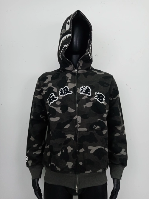 BAPE Black Eye Patch Color Camo Shark Full Zip Hoodie Black review 