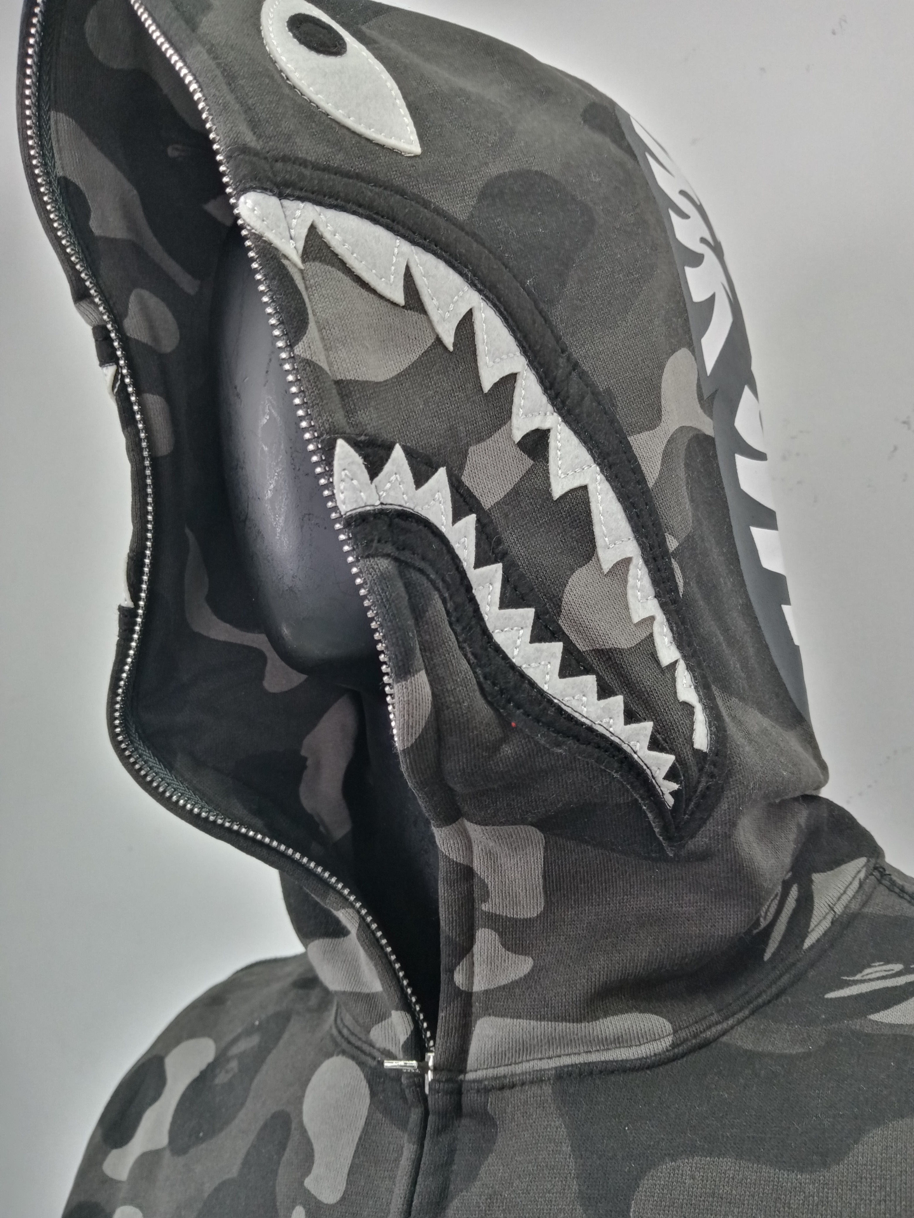 BAPE Black Eye Patch Color Camo Shark Full Zip Hoodie Black review 2