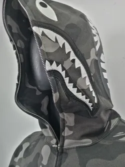 BAPE Black Eye Patch Color Camo Shark Full Zip Hoodie Black review E*** 03
