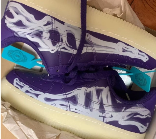 Nike Air Force 1 Low '07 QS Purple Skeleton Halloween CU8067-500 review 