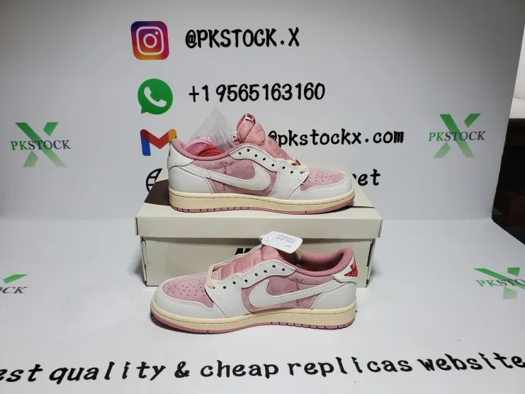 PK God Batch Air Jordan 1 Retro Low OG SP Travis Scott Sail Shy Pink DM7866-600 review F*** 02
