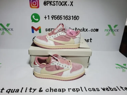 PK God Batch Air Jordan 1 Retro Low OG SP Travis Scott Sail Shy Pink DM7866-600 review 