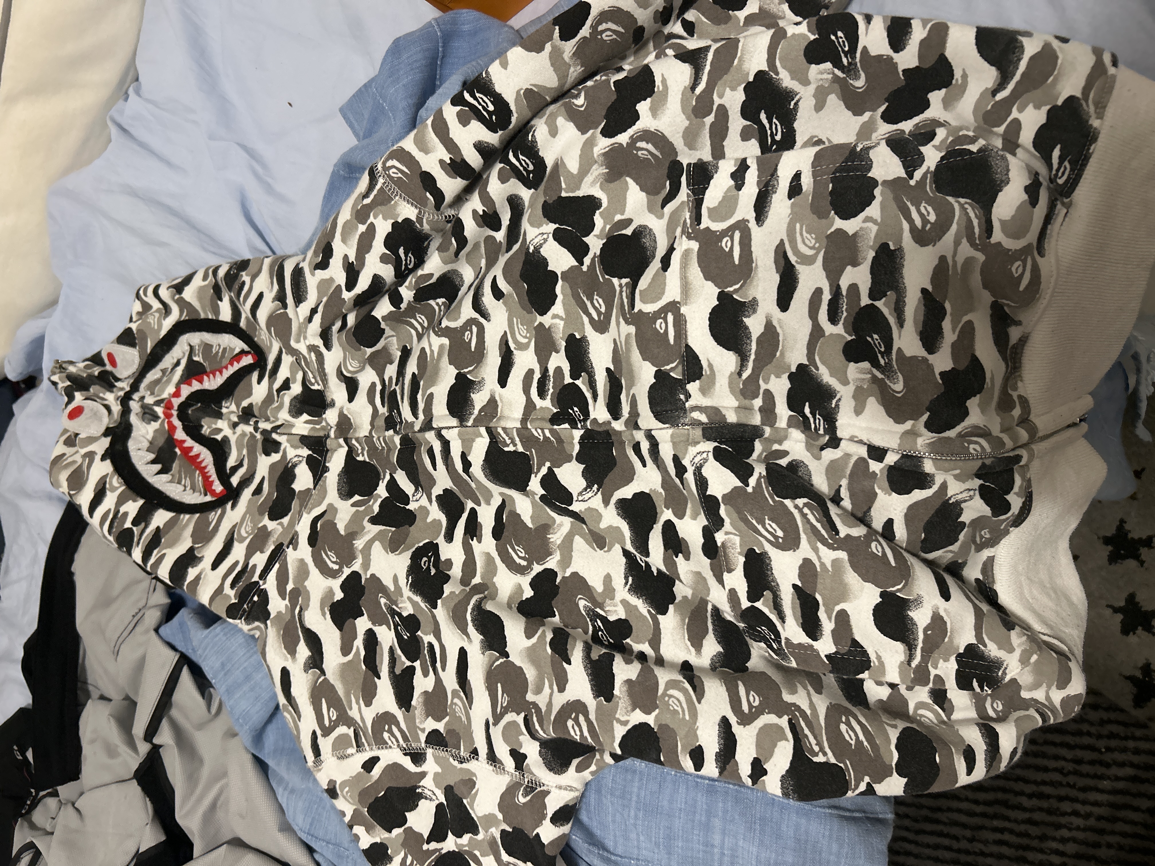 BAPE ABC Camo Double Shark Full Zip Hoodie 'Grey' review Dannu 03