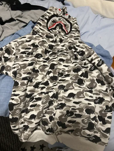 BAPE ABC Camo Double Shark Full Zip Hoodie 'Grey' review Dannu 03